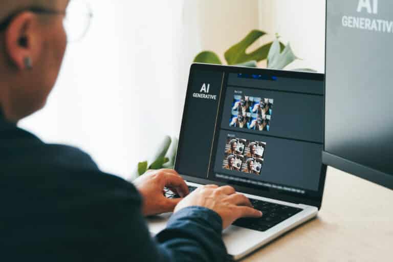 Génération d’images par IA à partir de photos sur un ordinateur portable